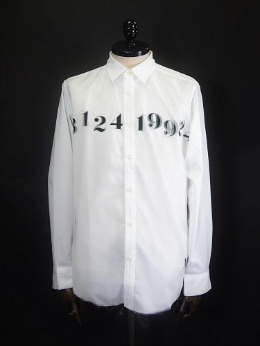 maxsix　オリジナルオーガンジーフロントプリントシャツ(白)　MX-1198