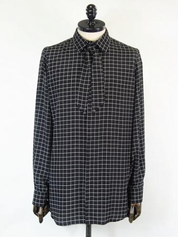 GalaabenD(ガラアーベント)　ウィンドウペンプリントシャツ(黒×白) 87610113-BK×WH