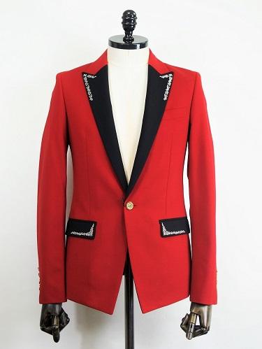 SOS TE NUTO(ソスタヌート)　シルバーコーナー刺繍ジャケット(赤)　2023016