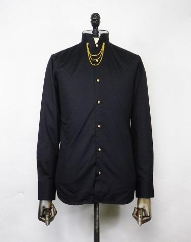 SOS TE NUTO(ソスタヌート)　チェーン装飾スタンドカラーシャツ(黒)　2016H08