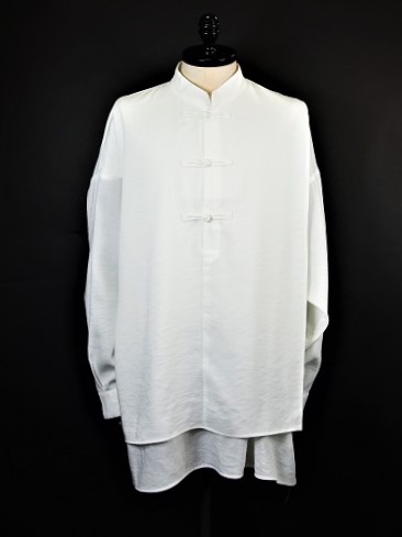 NO ID.(ノーアイディー)　チャイナBIGレイヤードシャツ(白)　450006-812S-WH