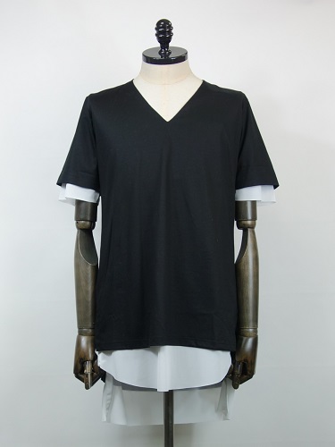 kiryuyrik(キリュウキリュウ)　レイヤードTシャツ(黒×白)　KR-HT33-055-BK×WH
