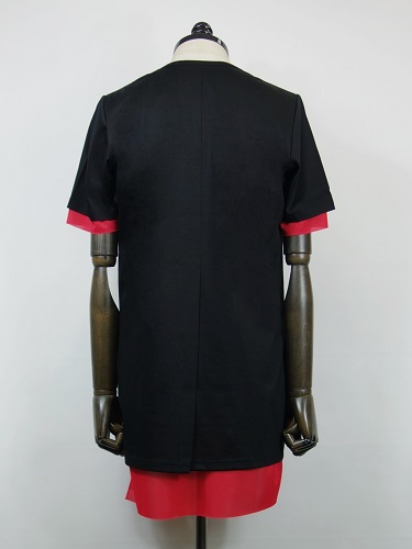 kiryuyrik(キリュウキリュウ)　レイヤードTシャツ(黒×赤)　KR-HT33-055-BK×RED
