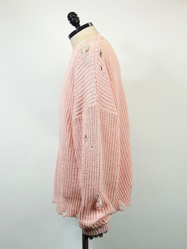 KAMIYA　(カミヤ)　BORO Cotton Knit Pullover(ピンク)　G12PO042-PNK