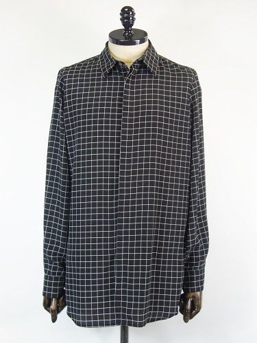 GalaabenD(ガラアーベント)　ウィンドウペンプリントシャツ(黒×白) 87610113-BK×WH