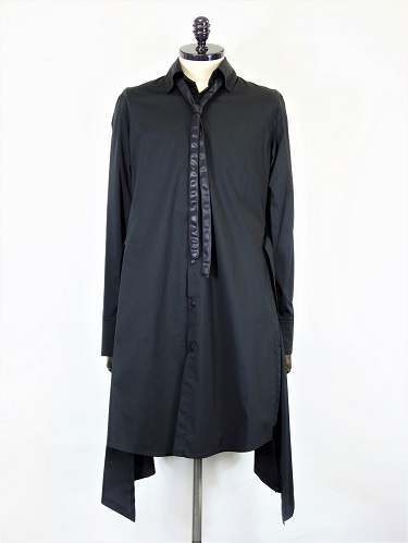 kiryuyrik(キリュウキリュウ)　タイ付ロングフレアシャツ(黒)　KN-HB22-012-BK