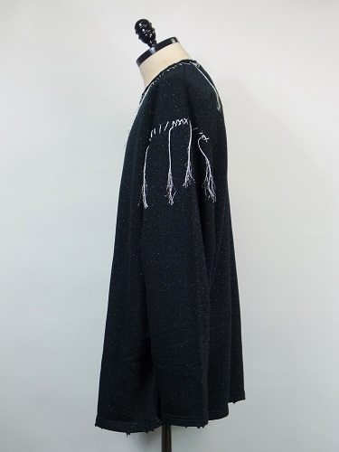 DISCOVERED(ディスカバード)　ロープ刺繡ラメスウェット(黒)　DC-SS24-CU-05-BK