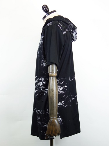 bajra(バジュラ)　フード付半袖カットソー(黒)　148KK01-BK