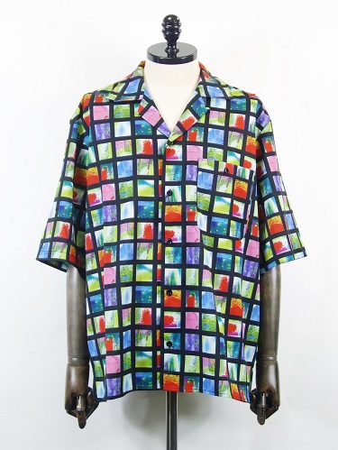 Harlem Rounge(ハーレムラウンジ)　ドロップショルダーオープンカラーシャツ(アート柄)　HR32-302-ART
